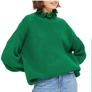 Frill Turtle Neck Sweater Size  6 US/ 10 UK Green
